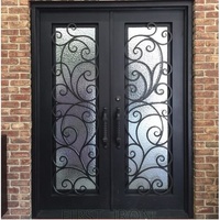 Modèles de portes en métal à double porte en fer forgé pour entrée principale de style nouveau