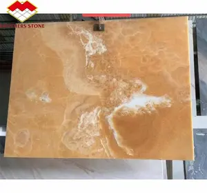 Natürlicher gelber Onyx-Stein Platte leichter Marmor für Wand neues Design hintergrundbeleuchtung orange Jade Stein für Becken und Esstisch