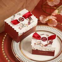 Fournisseur de Yiwu, vente en gros de boîtes à bonbons indiennes rouges 7*7*7cm, boîtes décoratives fantaisie en papier artistique recyclable, emballage pour sushi, chocolat, sucre