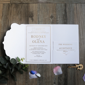 Invitaciones <span class=keywords><strong>de</strong></span> Boda con Textura Única en Cartulina, Sobres con Corte Troquelado, Modelos <span class=keywords><strong>de</strong></span> Tarjetas <span class=keywords><strong>de</strong></span> Invitación <span class=keywords><strong>de</strong></span> Matrimonio con Letras Doradas y Negras - Product Image 1