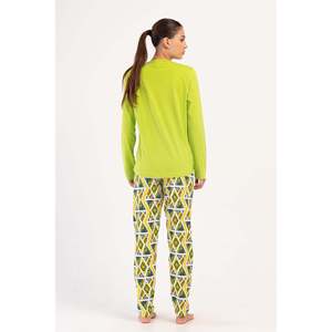 KADIN P.SUPREM XXL O YAKA UZUN KOL ETEGI OVAL PIJAMA TAKIM - สีเขียว - สีเขียว - Product Image 4