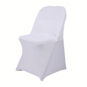 Nouvelle Housse de Chaise Pliante Blanche en Spandex/Polyester, Lavable en Machine et Facile à Installer, Tailles Personnalisables pour Location de Mariage - Product Image 2