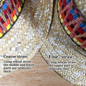 <b>Straw</b> Fedora <b>Hat</b> With Colorful Embroidered Band Unisex Beach Accessory Adult Size 56-58CM - Product Image 6