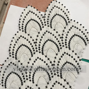 Fábrica al por mayor mármol natural blanco y negro a cuadros azulejo Carrara mármol mosaico azulejo - Product Image 6