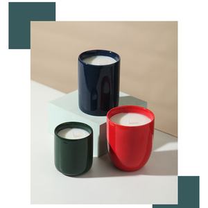 Portavelas de cera de soja con aroma de porcelana brillante de alta calidad, vela perfumada con logotipo personalizado en tarro de cerámica - Product Image 6