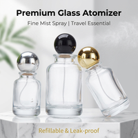 Flacon de parfum rechargeable en verre transparent de 30 ml, 50 ml, 100 ml, flacon vide avec bouchon rond pour le stockage de parfum