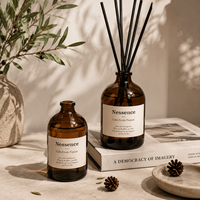 Bouteille diffuseur de parfum vintage en verre ambré, conteneur diffuseur de luxe avec logo personnalisé pour la vente en gros aux marques