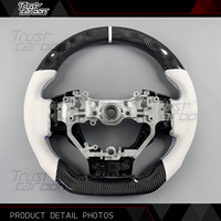 Volant personnalisé en fibre de carbone avec LED pour Lexus IS Series IS250 IS350 RC 2013-2025, avec poignée en cuir perforé blanc
