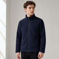 Veste technique en polaire pour homme, col roulé, fermeture éclair intégrale, couleur unie, décontractée, hiver, imperméable, écologique, personnalisable avec étiquette privée sur le devant