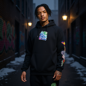 Sweat à capuche brodé 3D Jordan pour homme, noir, coupe classique, streetwear d'hiver, FRENCH TERRY, 100 % polyester, fabriqué au Vietnam - Product Image 2