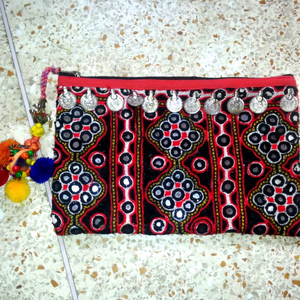 Indian Handmade Cotton Mirror Work Banjara Kuchi <b>Small</b> Pouches Elegant <b>Evening</b> <b>Bags</b> Shreeya Fineries Model C18 - Product Image 1