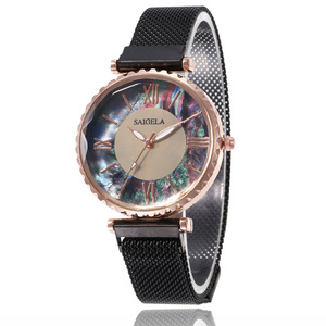 4110 Dropshipping orologio da polso da donna con cinturino magnetico con etichetta privata con Logo personalizzato a buon mercato con conchiglia di diamanti di lusso - Product Image 3