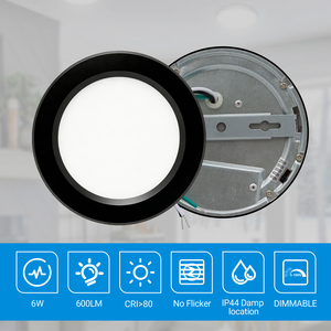 Lámpara de Techo <span class=keywords><strong>LED</strong></span> Ultrafina Moderna de 5 Pulgadas y 6W, 600LM, IP44, Impermeable, Regulable por Triac, Montaje Empotrado, SMD2835, CRI80, Garantía de 5 Años (CA/US) - Product Image 4