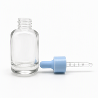 Flacon compte-gouttes en verre transparent à épaules rondes et fond épais, avec nouvelle pipette marquée pour échantillons d'essences, sérums cosmétiques