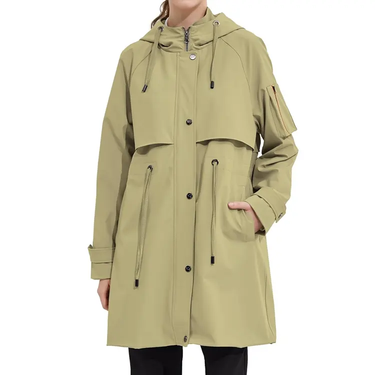 Autumn and Spring New Women's Waterproof Hooded Long Parka Coat Fashion City Casual Windbreaker For Women
