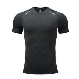 Camisetas deportivas de compresión de color degradado personalizadas para hombre, camiseta de entrenamiento atlético transpirable, camisetas de gimnasio de secado rápido con cuello redondo - Product Image 6