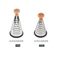 Râpe conique multifonction en acier inoxydable avec manche en bois, râpe manuelle pour pommes de terre, légumes, fromage, gadget de cuisine