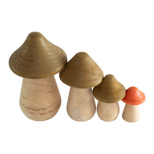 Kerajinan DIY Kreatif Berbagai Ukuran 4pc-Set Ornamen Jamur Kayu Buatan Tangan yang Lucu untuk Anak-Anak - Product Image 4