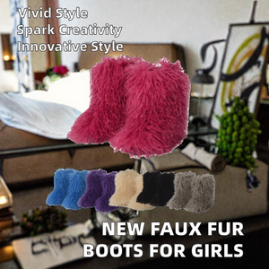 Bottes d'hiver en fausse fourrure mongole, nouvelle arrivée d'usine, semelle en caoutchouc pour filles et tout-petits - Product Image 3