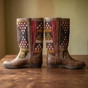 Bottes kilim en cuir véritable exceptionnelles - Product Image 4
