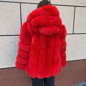 Nuovo Modello di Cappotto in Vera Pelliccia di Volpe Rossa con Cappuccio, Abbigliamento Invernale per <span class=keywords><strong>Donna</strong></span> - Product Image 1