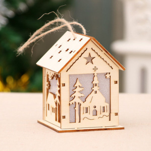 Ornement d'arbre de noël, décorations scintillantes, DIY, <span class=keywords><strong>maison</strong></span> en bois, ornements, nouvelle collection 2020 - Product Image 5