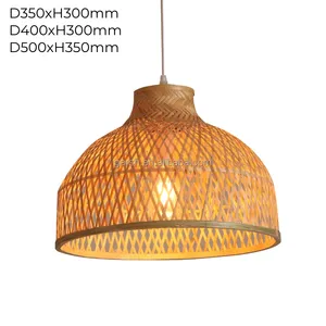 Handgemaakte Rieten Opknoping Lampen Rotan Hanglamp Bamboe Weven Lamp