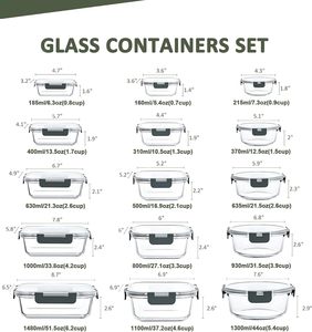 Conteneur alimentaire en verre écologique avec couvercle à fermeture à pression pour l'organisation de la cuisine, pour le rangement des boîtes à lunch ou pour offrir en cadeau - Product Image 4