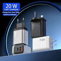 daya dinding cepat dua Port 20W, pengisi daya dinding Tipe c USB a Travel Adapter US EU UK Plug soket untuk ponsel pintar