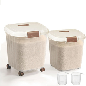 Kitchen Items Large 25kg <b>Rice</b> Barrel Transparent Sealed Dry Grains Storage Boexs Plastic Food-grade <b>Containers</b> with Wheels - Product Image 1