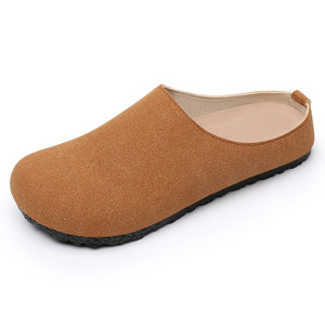 Chaussures d'hiver pour femmes Birkenth, nouvelles pantoufles mi-ouvertes <span class=keywords><strong>en</strong></span> <span class=keywords><strong>cuir</strong></span> véritable <span class=keywords><strong>et</strong></span> maille, à semelle simple, pour l'automne, à porter à l'extérieur, tendance - Product Image 5