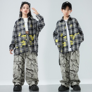 Vêtements de danse de rue pour enfants, ensemble chemise hip-hop cool et stylé pour garçon, costume de performance hip-hop pour fille - Product Image 1