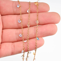 Cadenas de Eslabones de Oro de 18K con Circonitas de Colores para la Fabricación de Joyas, Pulseras, Collares, Tobilleras, Borlas y Tocados