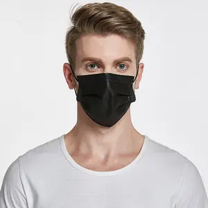 Tek kullanımlık olmayan dokuma 4ply cerrahi siyah renk tıbbi yüz maskesi ASTM F2100 seviye 3 siyah renk tıbbi yüz maskesi