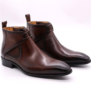 รองเท้าบูททำงานสไตล์วินเทจแบบ Amish สำหรับผู้ชาย ระดับไฮเอนด์ หรูหรา กันน้ำ แบบผูกเชือกข้อเท้า ตัดเย็บด้วยวิธี Goodyear Welted  หนังแท้คุณภาพสูง ทนทาน - Product Image 3