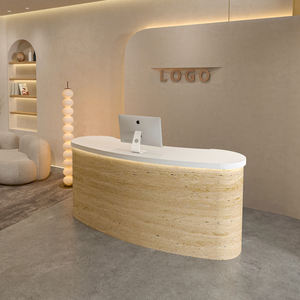 Bureau d'accueil en MDF octogonal moderne avec lumière LED pour usage commercial - Product Image 5