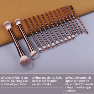 ชุดแปรงแต่งหน้าสำหรับอายแชโดว์และคอนทัวร์หน้า15ชิ้นพร้อมที่จับโลหะออกแบบได้ตามต้องการ - Product Image 4