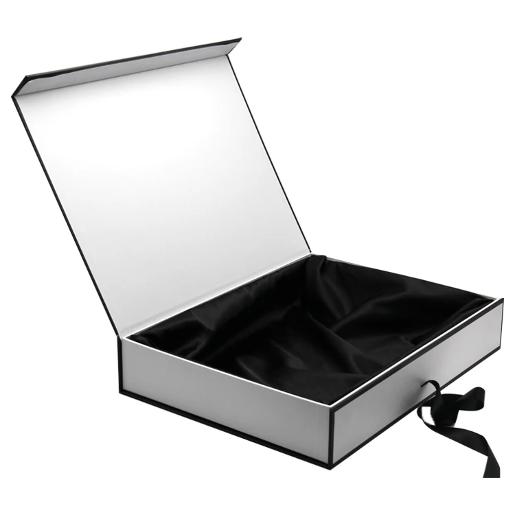 custom logo print flat packing folding magnetic matt luxury gift box cardboard folding packaging boxes with ribbon