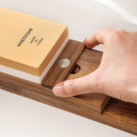 Support réglable pour pierre à aiguiser, antidérapant, en bois d'acacia naturel, pour affûtage universel de couteaux de cuisine, personnalisable