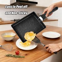 Poêle à Tamagoyaki en aluminium antiadhésive multifonctionnelle carrée, avec poignée en plastique détachable, compatible four, design Japandi, pour omelettes