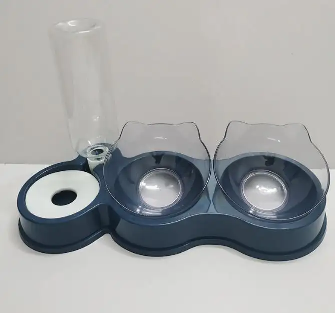 Grosir plastik portabel anjing dua mangkuk dengan botol air