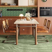 Ensemble table et chaises de salle à manger 4 places de style moderne du milieu du siècle avec plateau en marbre et pieds en métal, design durable pour le salon