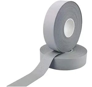 Ruban polyester tissu réfléchissant à coudre sur les vêtements <span class=keywords><strong>de</strong></span> sécurité du vêtement Logo personnalisé haute visibilité la <span class=keywords><strong>nuit</strong></span> noire - Product Image 3