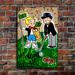 Lienzo de <span class=keywords><strong>Graffiti</strong></span> Urbano <span class=keywords><strong>Monopoly</strong></span>, Impresión en Lienzo de Alec <span class=keywords><strong>Monopoly</strong></span> 'Jugando Golf', Pintura Mural en Lienzo - Product Image 4
