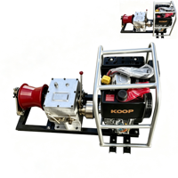 Treuil mobile rapide 3T à capstan, diesel, avec tambour à cône rouge, boîte de vitesses, levier, cage de moteur, poignée, base en tube carré, pour construction robuste
