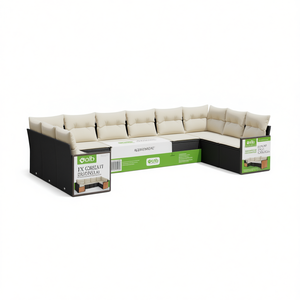 Juego de Muebles de Jardín de Ratán Sintético Negro de 10 Piezas con Patas Ajustables - Product Image 1