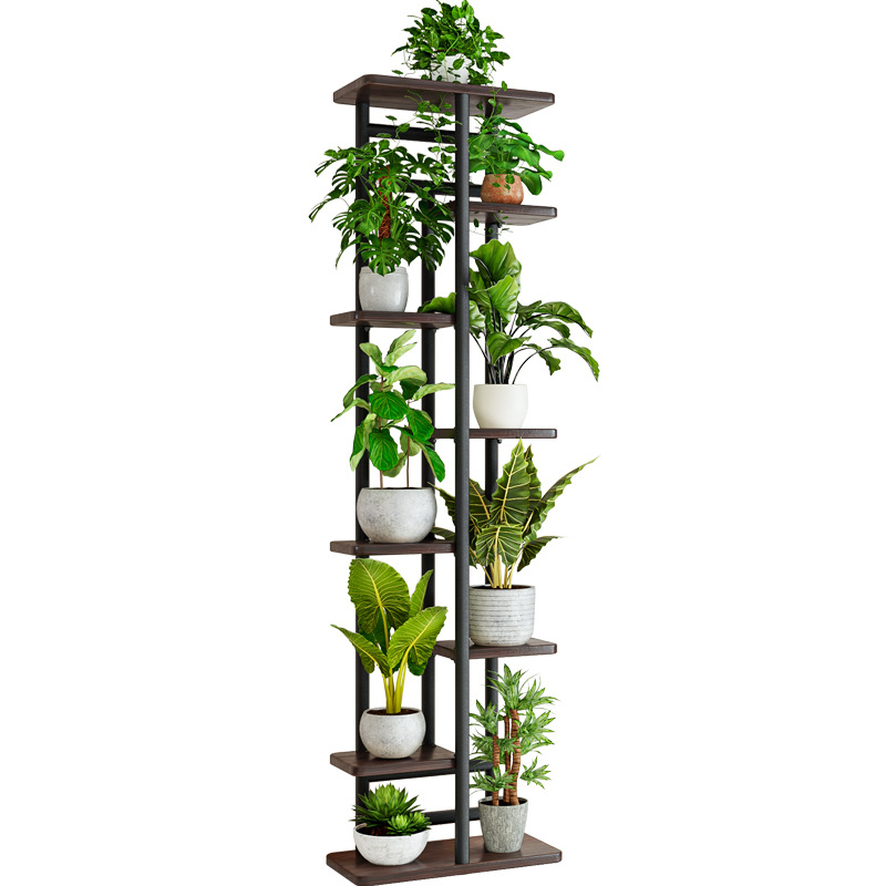 Suporte de planta de metal, suporte de plante para pendurar, de madeira, conjunto de 5 camadas de aço para decoração de casa