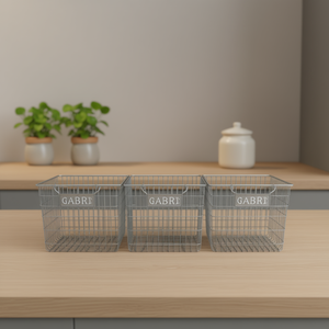 Cestas de Gabión Metálicas Gabriella, Hierro Galvanizado Plateado, Juego de 3 Cestas Rectangulares para Almacenamiento, Organización de Cocina - Product Image 2