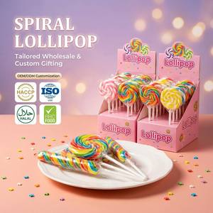 Lecca-lecca a spirale personalizzato da 12g, gusto frutta arcobaleno, caramella dura classica a spirale per bambini - Product Image 1