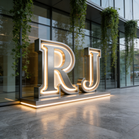 Letras LED 3D con Iluminación Frontal para Exteriores, Letreros Metálicos Brillantes Personalizados, Caracteres Completos, Letrero Publicitario Electrónico Arquitectónico